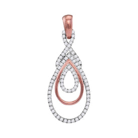 Rose Gold Diamond Teardrop Pendant - Mesmerizing Elegance in 10kt Rose Gold - Splendid Jewellery