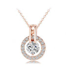 Rose Gold Necklace – Rose Gold Earrings - Clear Crystal - Silver Jewellery Set for Women - Splendid Jewellery