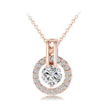 Load image into Gallery viewer, Rose Gold Necklace – Rose Gold Earrings - Clear Crystal - Silver Jewellery Set for Women - Splendid Jewellery