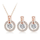 Rose Gold Necklace – Rose Gold Earrings - Clear Crystal - Silver Jewellery Set for Women - Splendid Jewellery