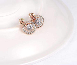 Rose Gold Necklace – Rose Gold Earrings - Clear Crystal - Silver Jewellery Set for Women Splendid Jewellery
