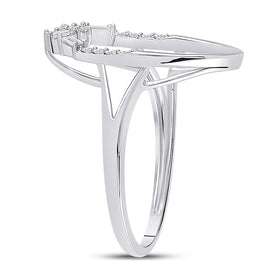 Scattered Brilliance: 14kt White Gold Oval Diamond Fashion Ring - Splendid Jewellery