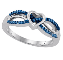 Load image into Gallery viewer, Show Your Love With a Blue Heart Shaped Sterling Silver Diamond Ring Splendid Jewellery