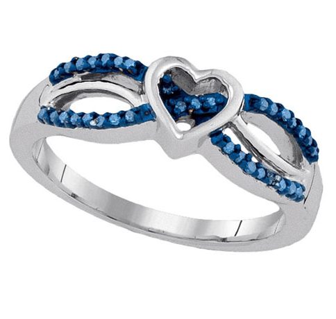 Show Your Love With a Blue Heart Shaped Sterling Silver Diamond Ring Splendid Jewellery