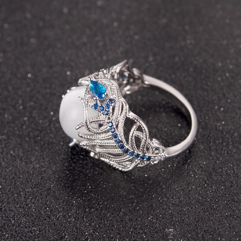 Silver Vintage Ring with Opal Stone - Splendid Jewellery