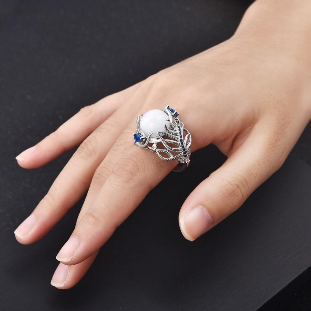 Silver Vintage Ring with Opal Stone - Splendid Jewellery