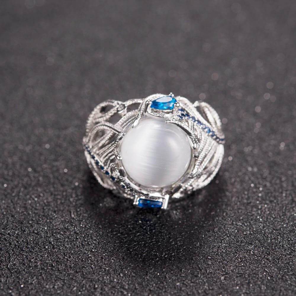 Silver Vintage Ring with Opal Stone - Splendid Jewellery