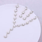 Simulated Pearl Wedding Jewelry Set With Silver Color Necklace & Earrings Gorgeous Crystal Bridal Accessories - Splendid Jewellery