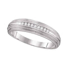 Sophisticated Brilliance: 10kt White Gold Men's Diamond Ridge Wedding Band - Splendid Jewellery