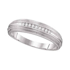 Sophisticated Brilliance: 10kt White Gold Men's Diamond Ridge Wedding Band - Splendid Jewellery