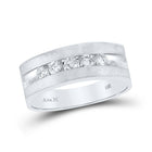 Sophisticated Brilliance: 14kt White Gold Mens Round Diamond 5 - Stone Wedding Band Ring - 1/2 Cttw - Splendid Jewellery
