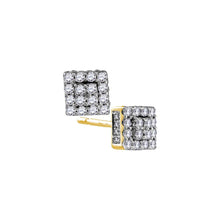 Load image into Gallery viewer, Sparkling 10kt Yellow Gold Diamond Square Cluster Earrings - Splendid Jewellery