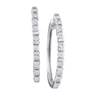Sparkling Brilliance: 10kt White Gold Diamond Single Row Hoop Earrings - Splendid Jewellery