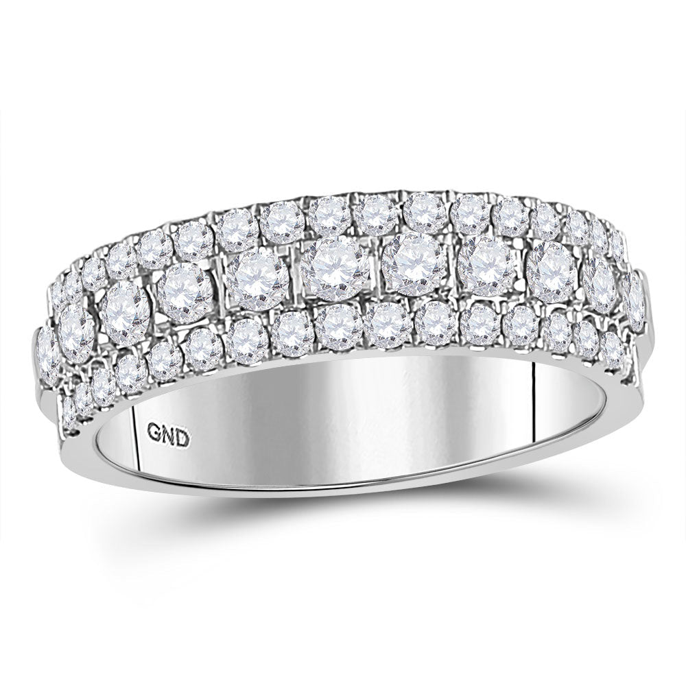 Sparkling Brilliance: 10kt White Gold Diamond Studded Band Ring - Splendid Jewellery
