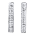 Sparkling Brilliance: 10kt White Gold Double Row Diamond Hoop Earrings - Splendid Jewellery