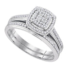 Sparkling Brilliance: 10kt White Gold Round Diamond Bridal Wedding Ring Band Set 1/4 Cttw - Splendid Jewellery
