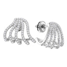 Sparkling Brilliance: 10kt White Gold Womens Round Diamond Lobe Half Hoop Earrings 5/8 Cttw - Splendid Jewellery