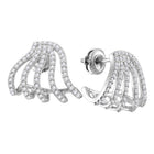 Sparkling Brilliance: 10kt White Gold Womens Round Diamond Lobe Half Hoop Earrings 5/8 Cttw - Splendid Jewellery