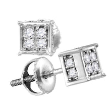Load image into Gallery viewer, Sparkling Brilliance: 10kt White Gold Womens Round Diamond Square Cluster Earrings - Splendid Jewellery