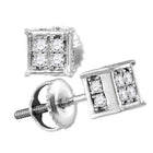 Sparkling Brilliance: 10kt White Gold Womens Round Diamond Square Cluster Earrings - Splendid Jewellery