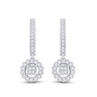 Sparkling Brilliance: 14kt White Gold Diamond Hoop Circle Dangle Earrings - Splendid Jewellery