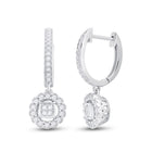 Sparkling Brilliance: 14kt White Gold Diamond Hoop Circle Dangle Earrings - Splendid Jewellery