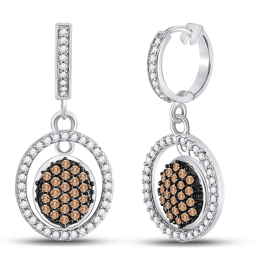 Sparkling Brown Diamond Oval Frame Dangle Earrings - Splendid Jewellery