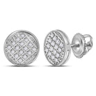 Sparkling Circle Cluster Diamond Stud Earrings for Men in 10kt White Gold - 1/12 Cttw - Splendid Jewellery