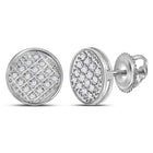 Sparkling Circle Cluster Diamond Stud Earrings for Men in 10kt White Gold - 1/12 Cttw - Splendid Jewellery