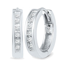 Load image into Gallery viewer, Sparkling Diamond Adorned White Gold Hoop Earrings - Splendid Jewellery