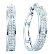 Load image into Gallery viewer, Sparkling Diamond Brilliance - 10kt White Gold Womens Round Diamond Hoop Earrings 1/5 Cttw - Splendid Jewellery