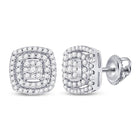 Sparkling Diamond Cluster Earrings in 10kt White Gold - Splendid Jewellery