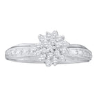Sparkling Diamond Cluster Ring | 10kt White Gold Womens Round Diamond Cluster Ring 1/10 Cttw | Splendid Jewellery - Splendid Jewellery