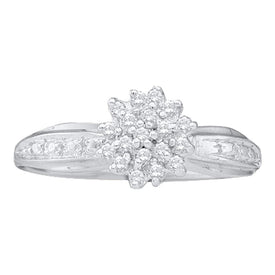 Sparkling Diamond Cluster Ring | 10kt White Gold Womens Round Diamond Cluster Ring 1/10 Cttw | Splendid Jewellery - Splendid Jewellery