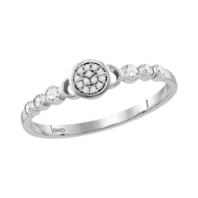 Load image into Gallery viewer, Sparkling Diamond Cluster Stackable Band | 10kt White Gold Womens Round Diamond Cluster Stackable Band Ring 1/6 Cttw - Splendid Jewellery