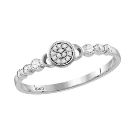 Sparkling Diamond Cluster Stackable Band | 10kt White Gold Womens Round Diamond Cluster Stackable Band Ring 1/6 Cttw - Splendid Jewellery