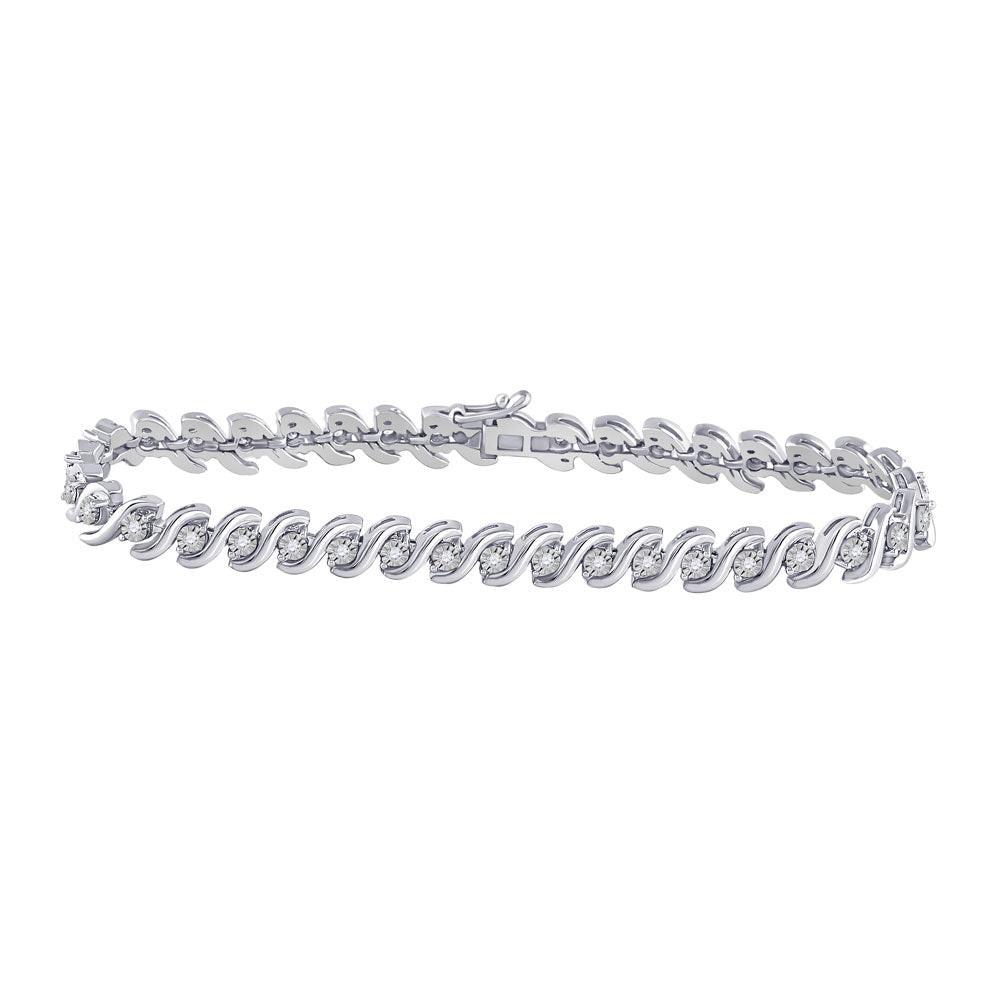 Sparkling Diamond Delight - 10kt White Gold Women's Round Diamond Tennis Bracelet 1/2 Cttw - Splendid Jewellery
