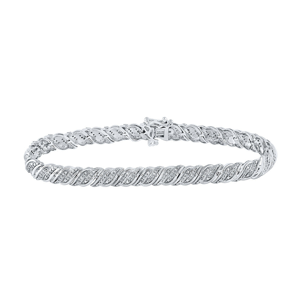 Sparkling Diamond Delight - 10kt White Gold Women's Tennis Bracelet with 1/2 Ct.t.w. Round Diamonds - Splendid Jewellery