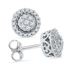 Sparkling Diamond Flower Cluster Earrings in 10kt White Gold - Splendid Jewellery
