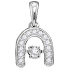 Sparkling Diamond Horseshoe Pendant with Moving Twinkle Feature | 10kt White Gold Women's Round Diamond Pendant 1/8 Cttw | Splendid Jewellery - Splendid Jewellery