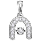 Sparkling Diamond Horseshoe Pendant with Moving Twinkle Feature | 10kt White Gold Women's Round Diamond Pendant 1/8 Cttw | Splendid Jewellery - Splendid Jewellery