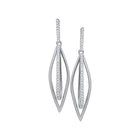 Sparkling Diamond Oblong Oval Dangle Earrings - Splendid Jewellery