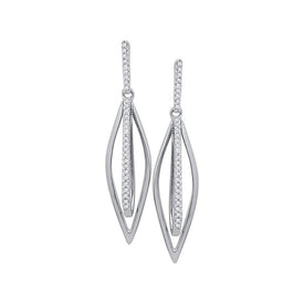 Sparkling Diamond Oblong Oval Dangle Earrings - Splendid Jewellery