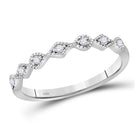 Sparkling Diamond Stackable Band: 10kt White Gold Womens Round Diamond Stackable Band Ring 1/10 Cttw - Splendid Jewellery