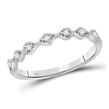 Load image into Gallery viewer, Sparkling Diamond Stackable Band: 10kt White Gold Womens Round Diamond Stackable Band Ring 1/10 Cttw - Splendid Jewellery