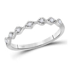Sparkling Diamond Stackable Band: 10kt White Gold Womens Round Diamond Stackable Band Ring 1/10 Cttw - Splendid Jewellery