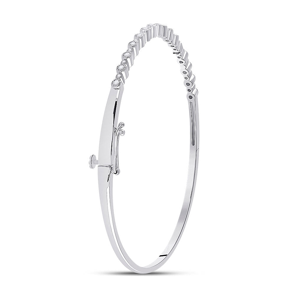 Sparkling Diamond Stackable Bangle Bracelet in 10kt White Gold - 3/8 Cttw - Splendid Jewellery