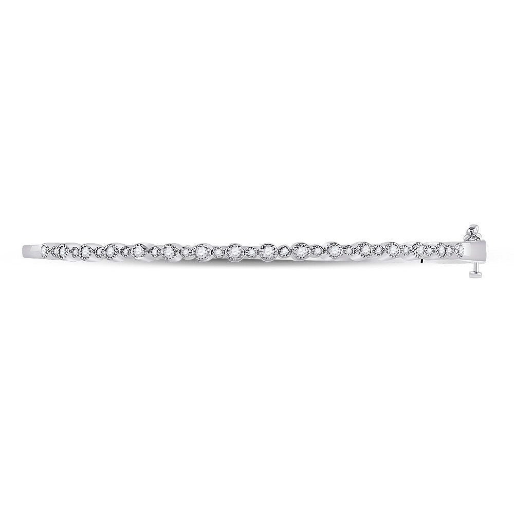 Sparkling Diamond Stackable Bangle Bracelet in 10kt White Gold - 3/8 Cttw - Splendid Jewellery