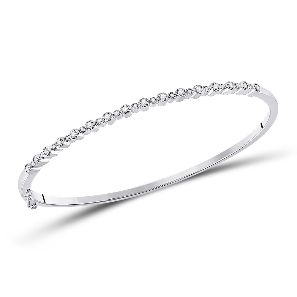 Sparkling Diamond Stackable Bangle Bracelet in 10kt White Gold - 3/8 Cttw - Splendid Jewellery