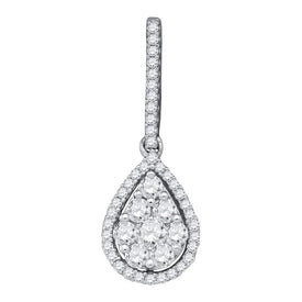 Sparkling Diamond Teardrop Pendant - 10kt White Gold, 3/4 Cttw - Splendid Jewellery
